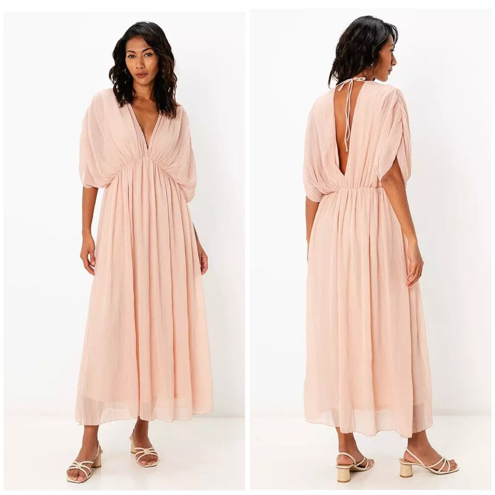 Zara Chiffon Light Pink/Peach Midi Dress Size Small
